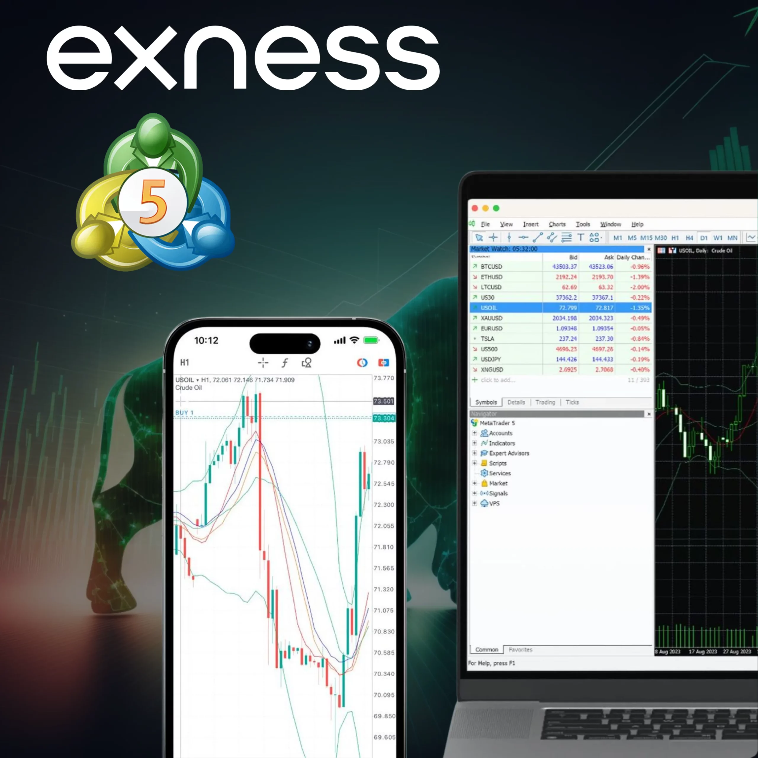 Faça o download do MetaTrader 5 no site da Exness.