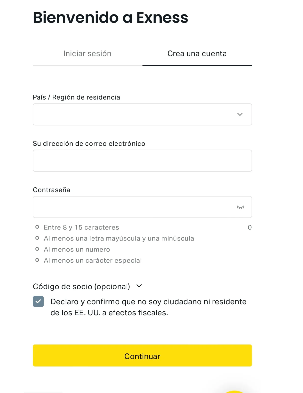 Acceda a su área personal a través de la aplicación móvil Exness.