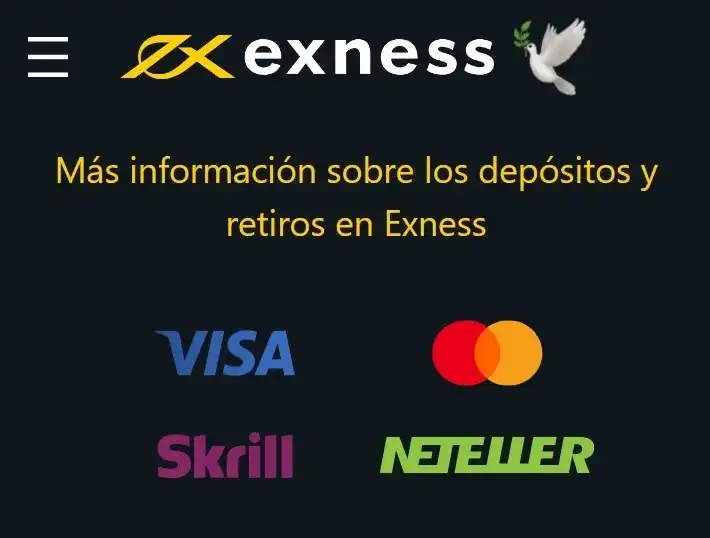 Métodos de depósito disponibles en Exness