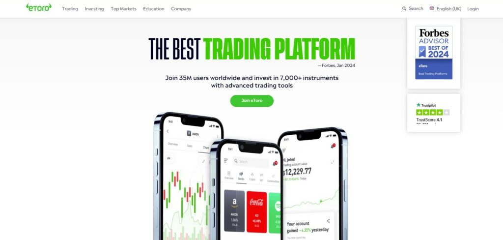 Sitio web de eToro