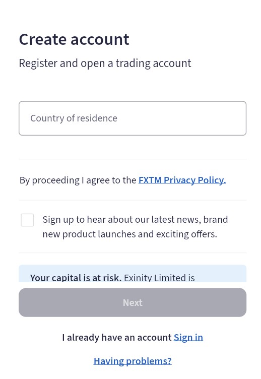 Cómo crear una cuenta FXTM