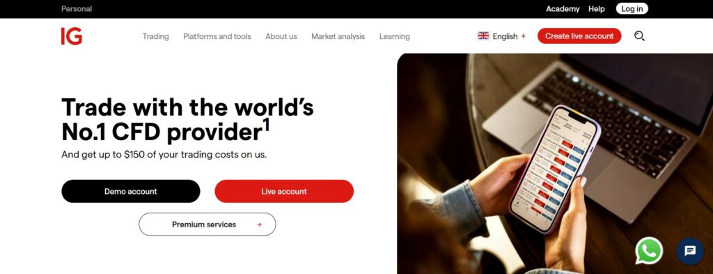 Sitio web de IG Markets
