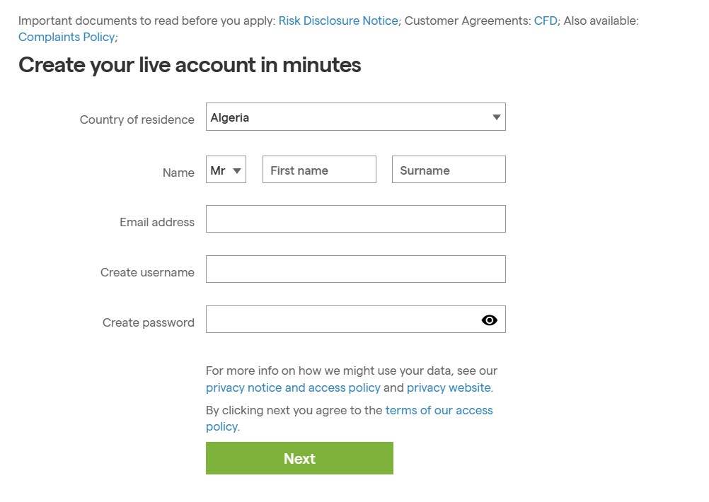 Creación de una cuenta en IG
