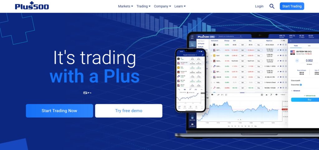 Sitio web de Plus500