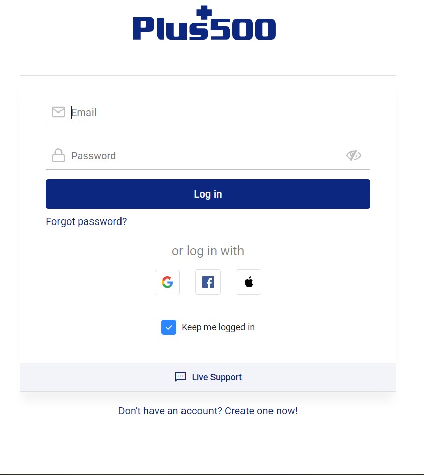 Inicio de Sesión en la Plataforma Plus500